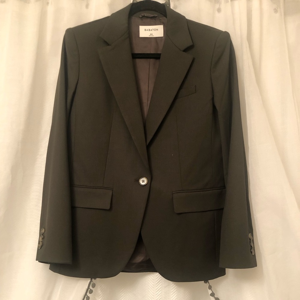 Dark olive green wool blazer